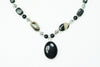 Artisan Statement Black Agate Pendent Necklace Twisted Beads Stones