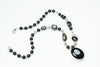 Artisan Statement Black Agate Pendent Necklace Twisted Beads Stones