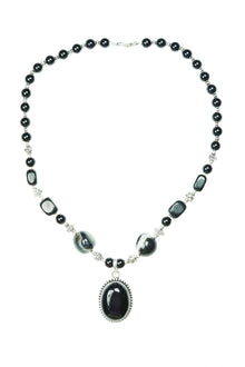  Black Agate Statement Pendent Necklace- Artisan Stones Handmade Necklaces