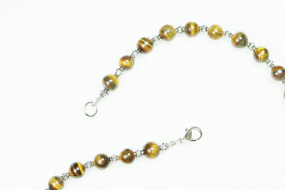 Artisan Statement Tiger Eye Necklace- Twisted Beads Stones Hand