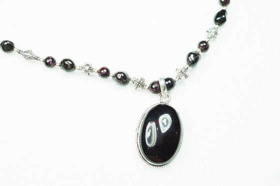 Classic Dark Purple Beads Necklace- Twisted Beads Stones Handmade