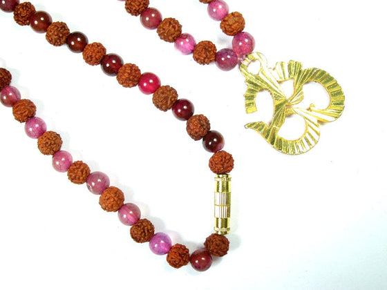 Love Pink Jade Mala Beads Grounding Rudraksha Prayer Healing Mala