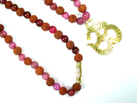 LOVE PINK JADE Mala Beads Grounding Rudraksha Prayer Healing