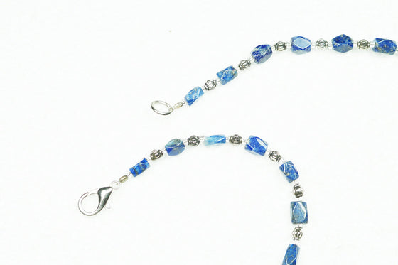 Bohemian Jewelry Lapiz Beads Pendent Necklace Artisan Crafted Beads