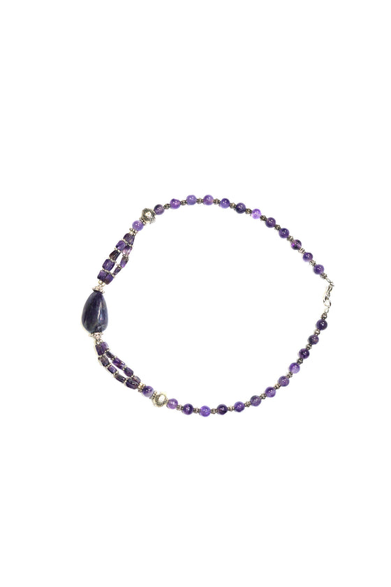 Bohemian Purple Amethyst Beads Jewelry- Twisted Beads Stones Handmade