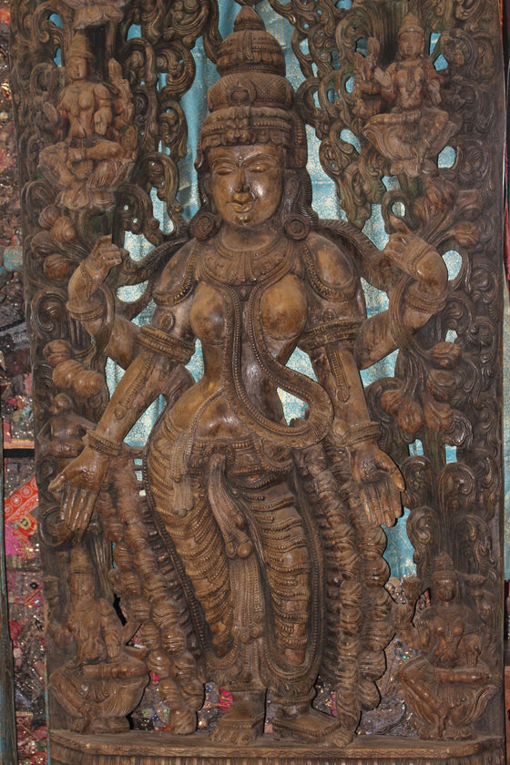 Antique Lakshmi Statue Ashtlakshmi Lotus Temple Sculpture Supreme Goddess