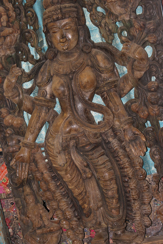 Antique Ashtalakshmi Lotus Temple Statue Goddess Sculpture