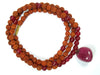 Meditation Mala with Stone Pendant Pink Jade Rudraksha Prayer Mala