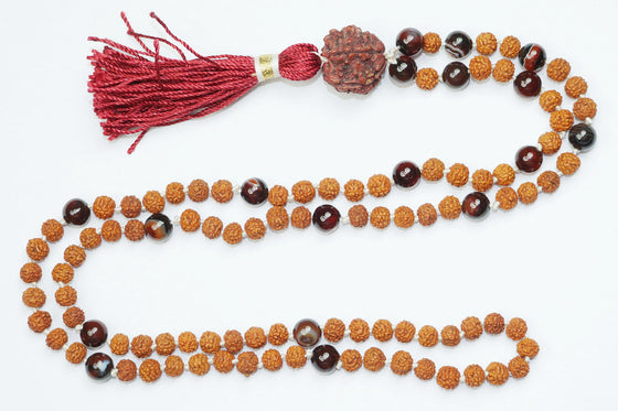Sacred Yoga Mala Beads Garnet Rudraksha Meditation Healing Malas