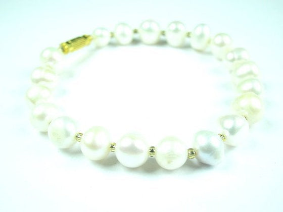 Womens Bracelet Faux Pearls Accent Off White Stretch Wrist