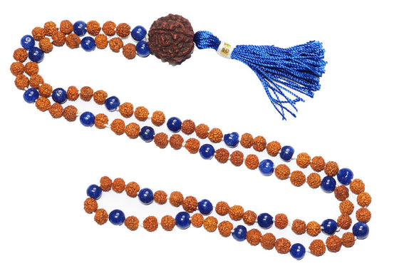 Throat Chakra Mala Beads Japamala Rudraksha Prayer Bead Blue Agate
