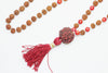 Vedic Yoga Mala Buddhist Knotted 108 Coral Rudraksha Japamala