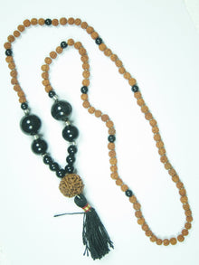  Rudraksha Black Onyx Buddha Mala Handmade Beads 108 Prayer Meditation Mala