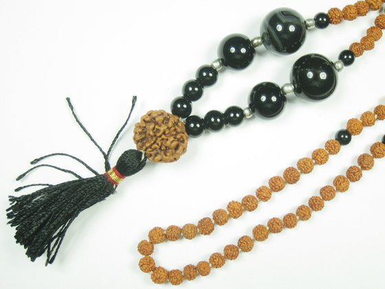 Rudraksha Black Onyx Buddha Mala Handmade Beads 108 Prayer Meditation Mala