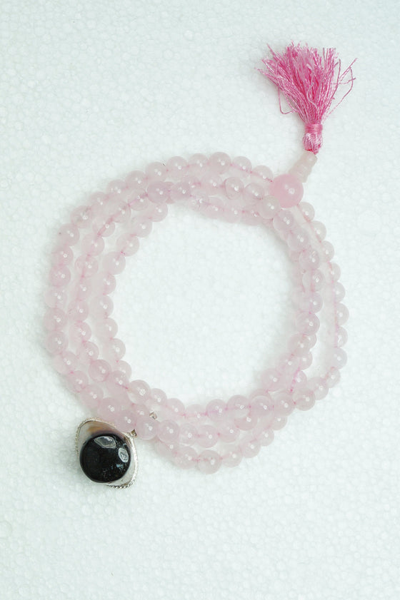 Love Rose quartz mala Evil eye Protection pendant Mala