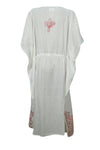 Kaftan Maxidress, pURE cOTTON gAUZE, Bohemian White Red S/M/L