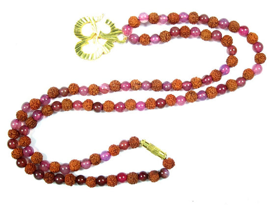 LOVE PINK JADE Mala Beads Grounding Rudraksha Prayer Healing