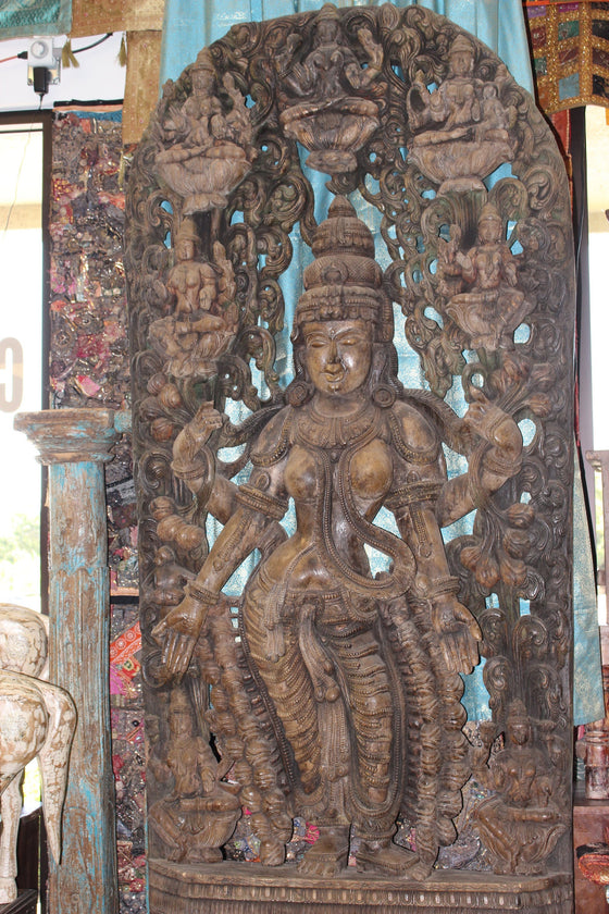 Antique Ashtalakshmi Lotus Temple Statue Goddess Sculpture