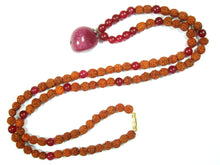  Meditation Mala with Stone Pendant Pink Jade Rudraksha Prayer Mala