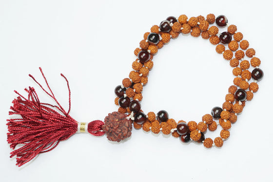 Sacred Mala Beads garnet AMBITION Rudraksha Meditation Malas Healing