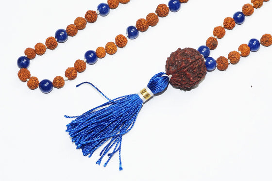Throat Chakra Mala Beads Rudraksha Prayer Bead Blue Agate Japamala