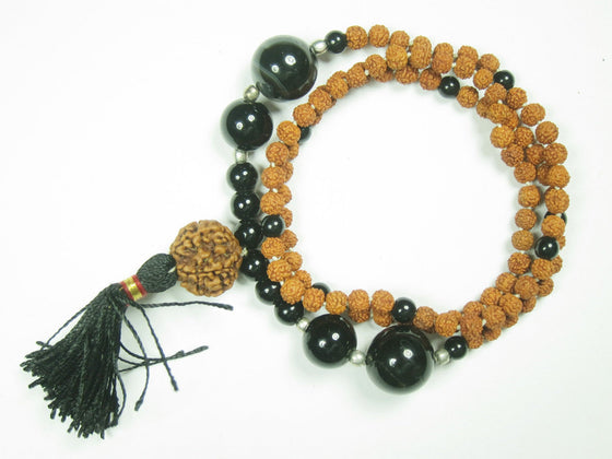 Rudraksha Black Onyx Buddha Mala Handmade Beads 108 Prayer Meditation Mala