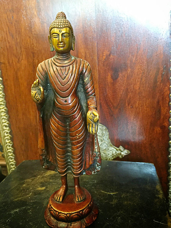 Buddhist Yoga Spiritual Standing Buddha Brass Statue Unique Gift