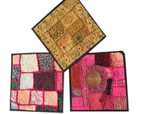  3 Pc Ethnic Cushion Cover Patchwork Embroidered Cotton Square