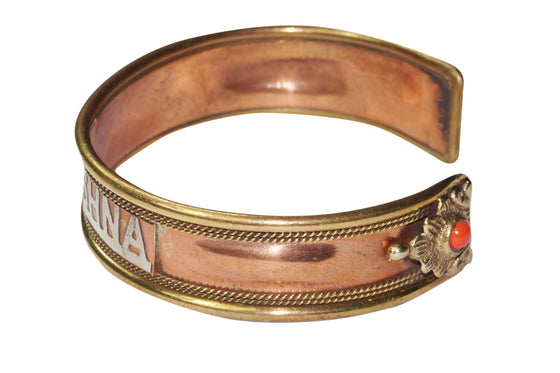 HARE KRISHNA Adjustable Copper Cuff Bracelet ,Yoga Healing, Earthing