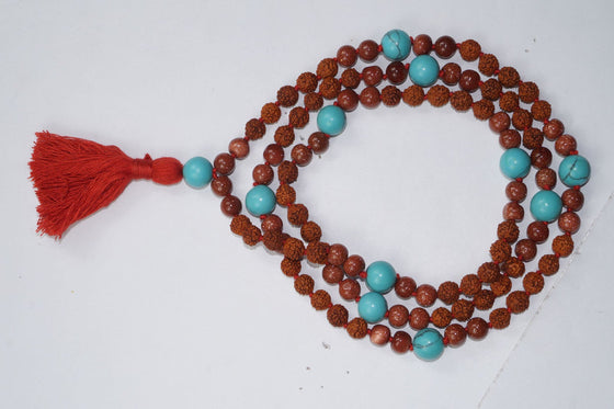 Love Protection Chakra Necklace Turquoise Sunstone Prayer Mala Beads