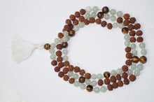  Yoga Mala Prosperity Green Jade Tiger Eye Rudraksha Gemstone