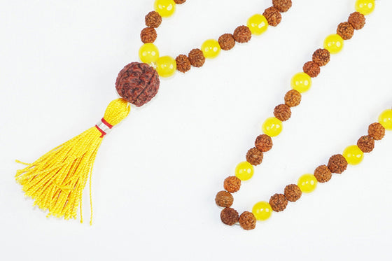 Yoga Mala Prayer Japamala Rudraksha Healing Yellow Jade Prayer Mala