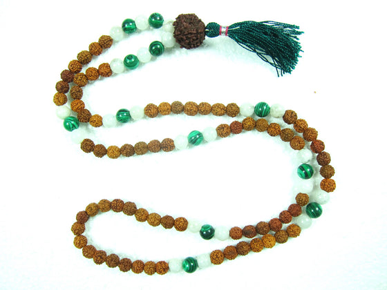 Gift for Yoga-Buddhist Green Jade Rudraksha, Moon Stone Healing