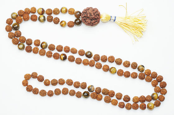 Handmade Yoga Mala Beads Natural Stone Rudraksha Guru Bead Mala