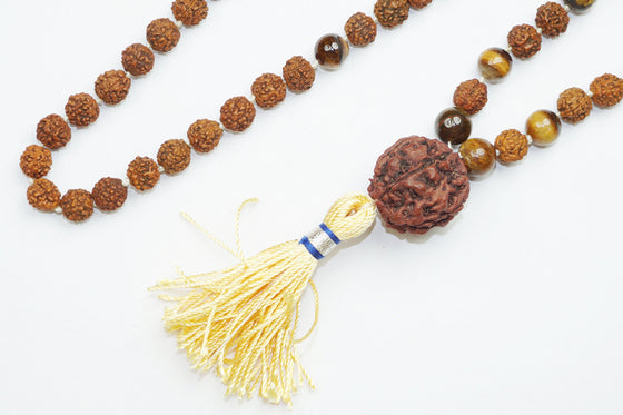 Handmade Yoga Mala Beads Natural Stone Rudraksha Guru Bead Mala