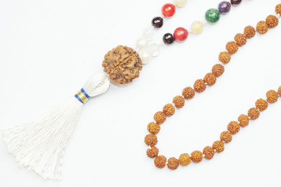 Necklace Navaratan Rudraksha Prayer Beads for Meditation, Healing Prayer