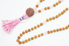 LOVE Necklace Healing Rose Quartz Beads Rudraksha Mala Unconditional