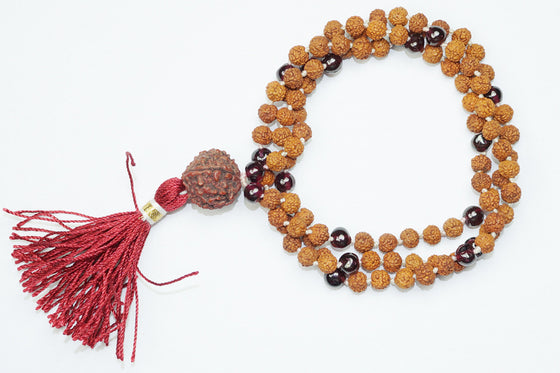 Buddhist Yoga Mala Beads Necklace Knotted Garnet Ambition Mala