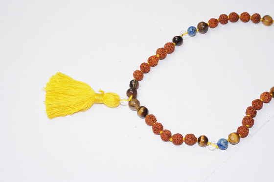 Meditation Yoga Mala Prayer Lapis Lazuli Rudraksha Beads Garnet Chanting Mala