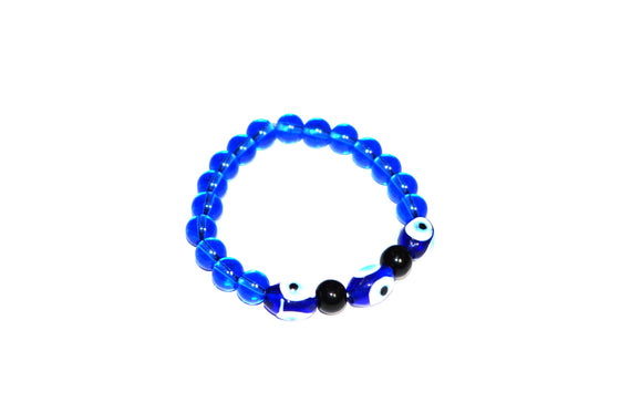 Mindful Evil Eye Bracelet, Yoga Wrist Mala Beads, OLD