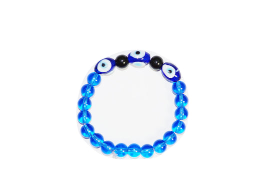 Mindful Evil Eye Bracelet, Yoga Wrist Mala Beads, OLD