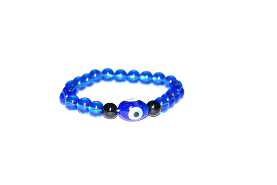 Evil Eye Bracelet Wrist Mala Blue Beads Hand Malas
