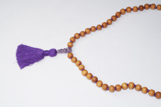 Yoga Mala Amethyst Sandalwood Mala Beads Necklace 108