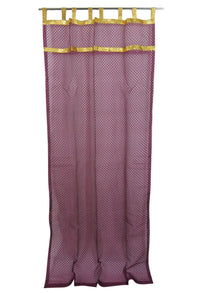  Sheer Purple Window Curtains, Gold Tabs, Bed Canopy Curtains