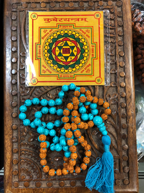 Mindfulness Living Turquoise Rudraksha Mala beads Japamala Yoga Necklace