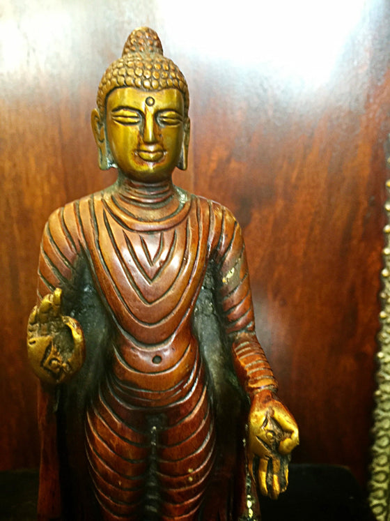 Buddhist Yoga Spiritual Standing Buddha Brass Statue Unique Gift