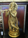 Brass Krishna Statue Standing Krishna Playing the Flute Figurine