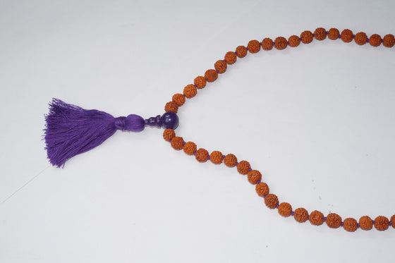 Handmade Yoga Mala Meditation Amethyst Beads Tassel Necklace