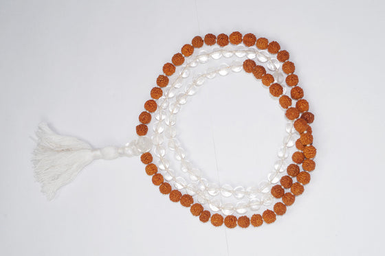 Shiva Shakti Rudraksha Quartz Crystal Mala Energies Meditation Mala