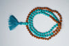 Turquoise Japa Mala Necklace Meditation Beaded Tassel Rudraksha Mala